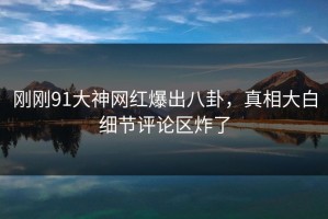 刚刚91大神网红爆出八卦，真相大白细节评论区炸了