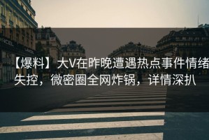 【爆料】大V在昨晚遭遇热点事件情绪失控，微密圈全网炸锅，详情深扒