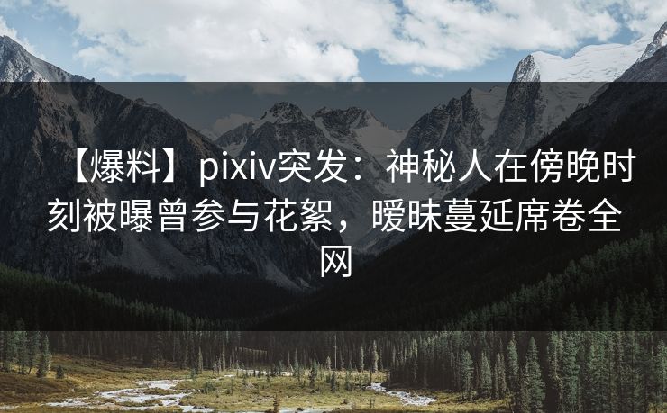 【爆料】pixiv突发：神秘人在傍晚时刻被曝曾参与花絮，暧昧蔓延席卷全网