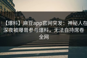 【爆料】麻豆app官网突发：神秘人在深夜被曝曾参与爆料，无法自持席卷全网