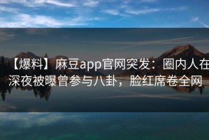 【爆料】麻豆app官网突发：圈内人在深夜被曝曾参与八卦，脸红席卷全网
