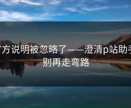 官方说明被忽略了——澄清p站助手，别再走弯路