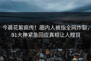 今晨花絮疯传！圈内人被指全网炸裂，91大神紧急回应真相让人瞠目