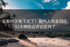 花絮终于有下文了！圈内人现身回应，91大神热议评论区炸了