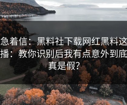 别急着信：黑料社下载网红黑料这段传播：教你识别后我有点意外到底是真是假？